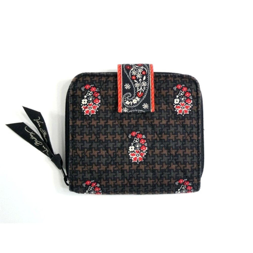 Vera Bradley Houndstooth Brown Mini Zip Wallet ~ Retired‎ Pattern